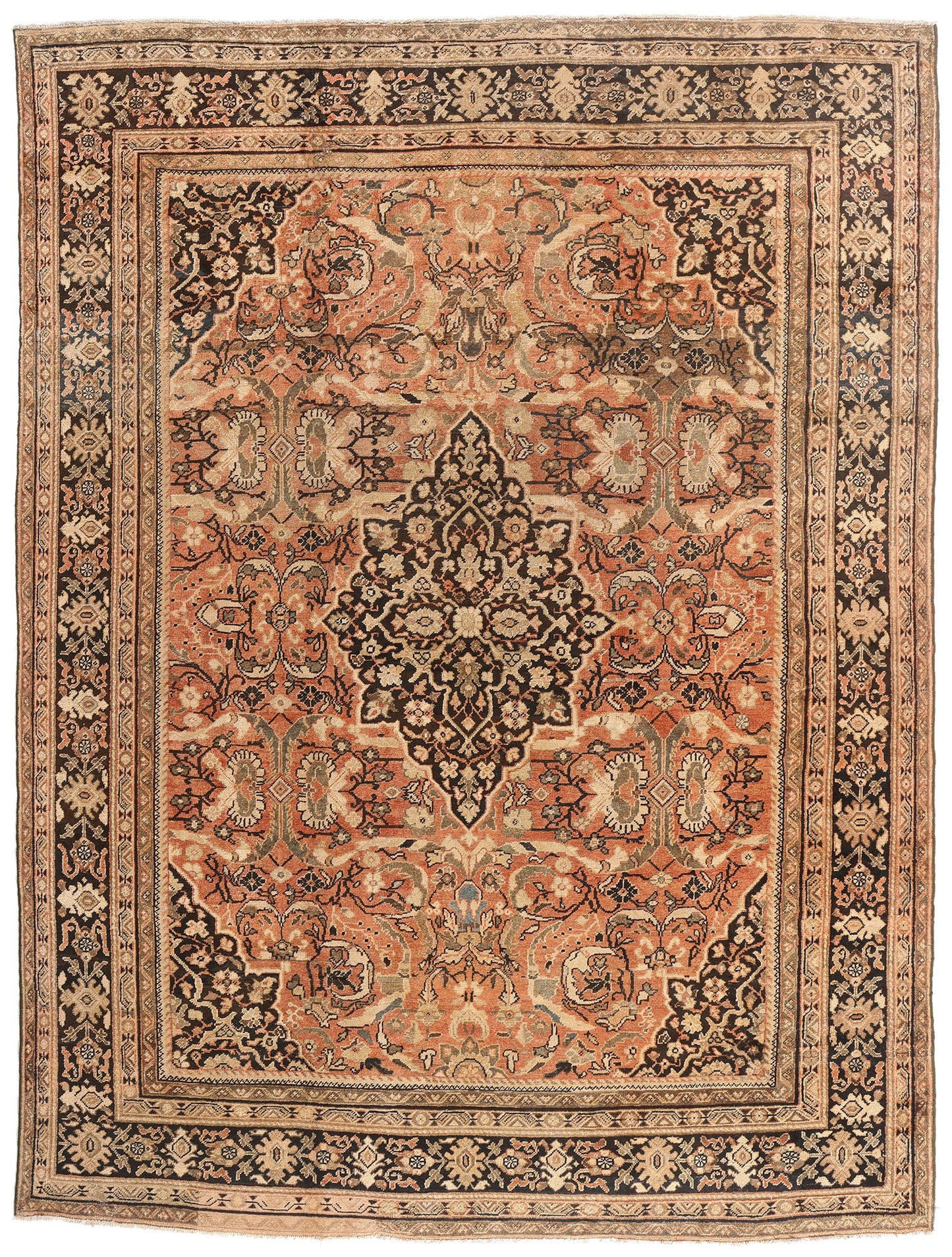 10 x 14 - Rust Antique Persian Mahal Rug - 79711