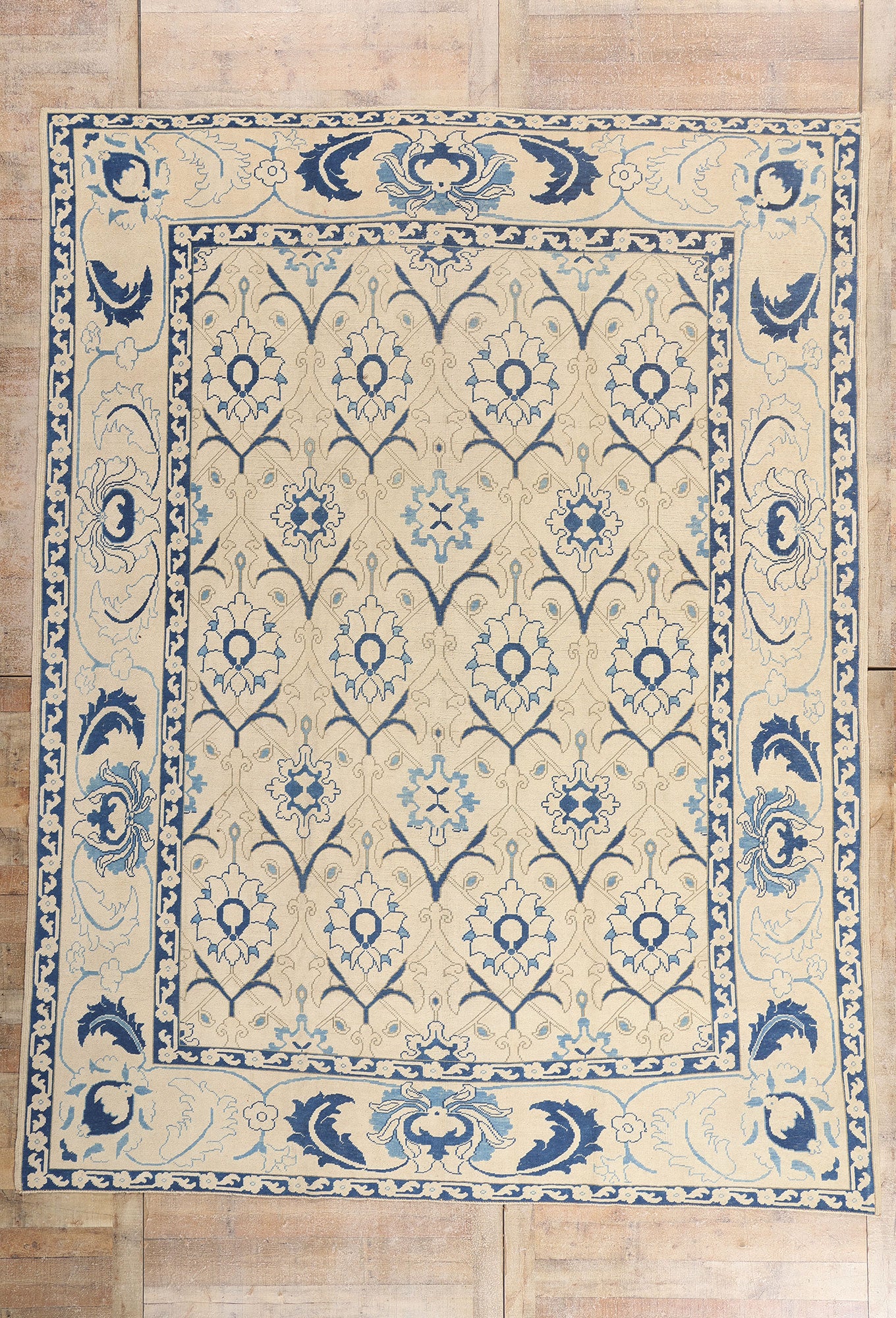 10 x 12 - Ivory Antique Turkish Oushak Rug - 79712