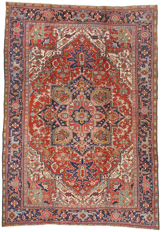 8 x 12 - Red Antique Persian Heriz Rug - 79713