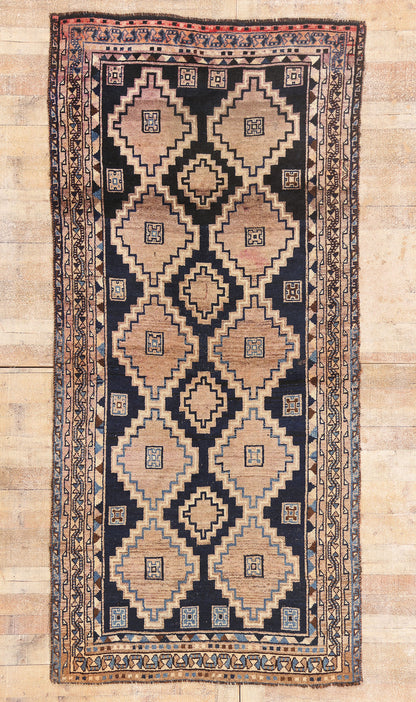 4 x 9 Navy Blue Antique Persian Shiraz Rug 79716