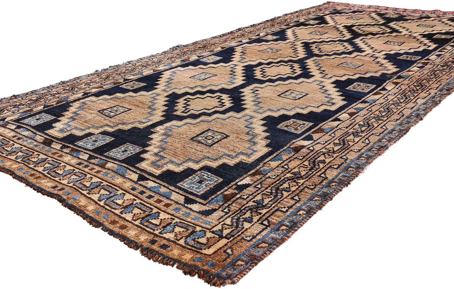 4 x 9 Navy Blue Antique Persian Shiraz Rug 79716