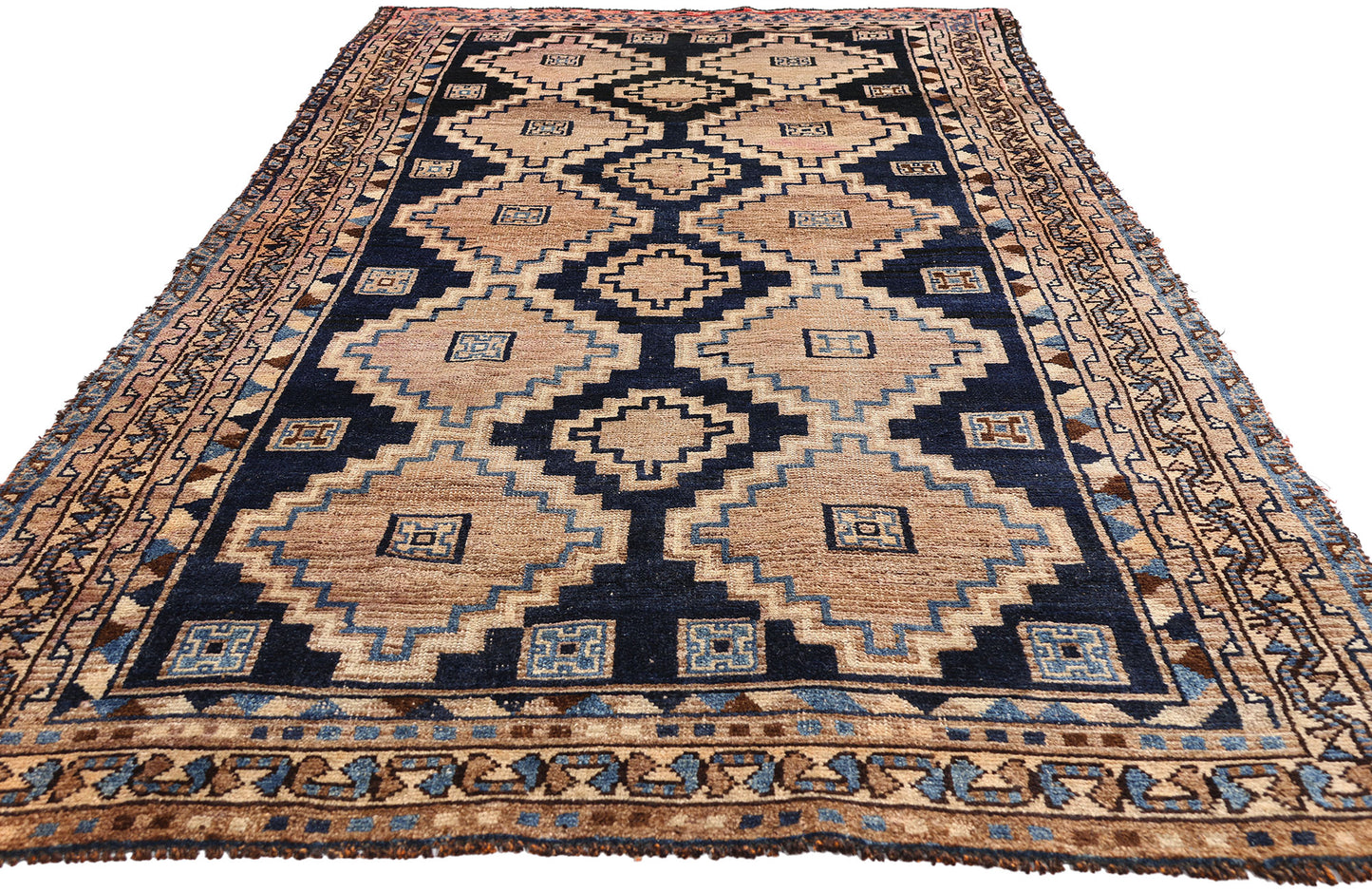 4 x 9 Navy Blue Antique Persian Shiraz Rug 79716