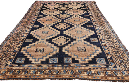 4 x 9 Navy Blue Antique Persian Shiraz Rug 79716