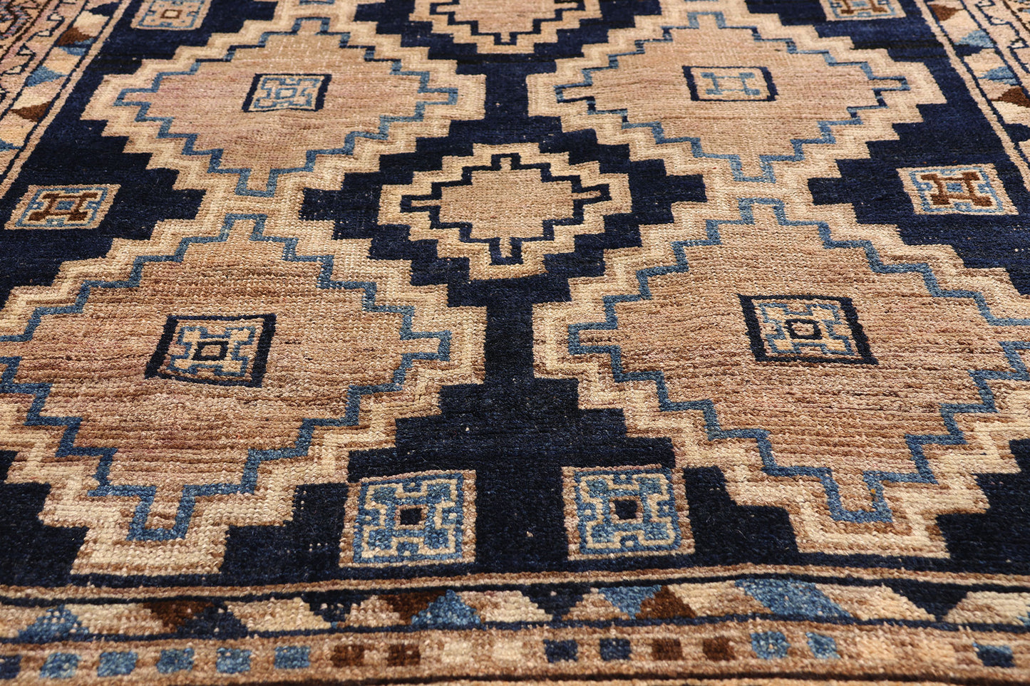 4 x 9 Navy Blue Antique Persian Shiraz Rug 79716