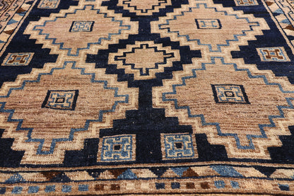 4 x 9 Navy Blue Antique Persian Shiraz Rug 79716