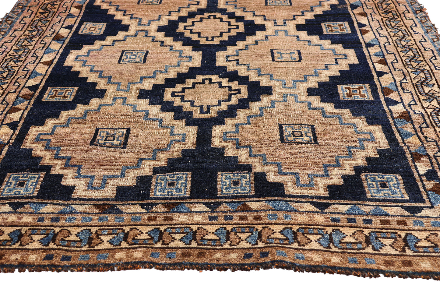 4 x 9 Navy Blue Antique Persian Shiraz Rug 79716