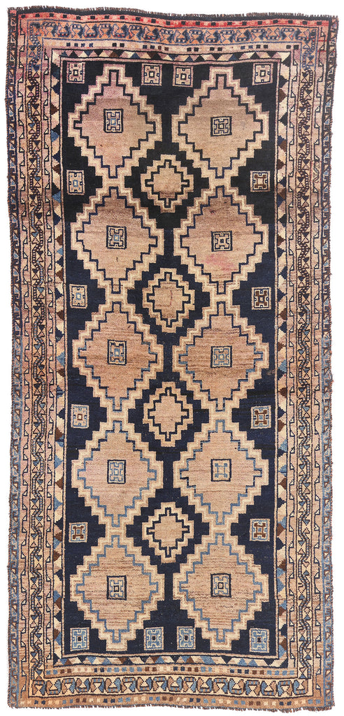4 x 9 Navy Blue Antique Persian Shiraz Rug 79716