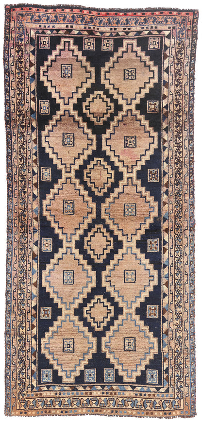 4 x 9 Navy Blue Antique Persian Shiraz Rug 79716