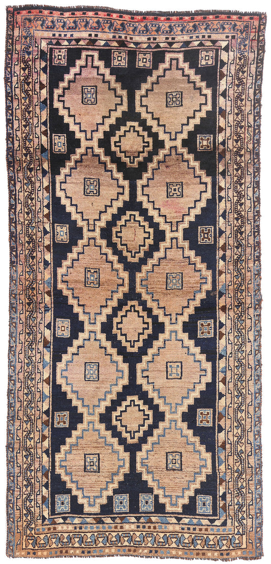 4 x 9 Navy Blue Antique Persian Shiraz Rug 79716