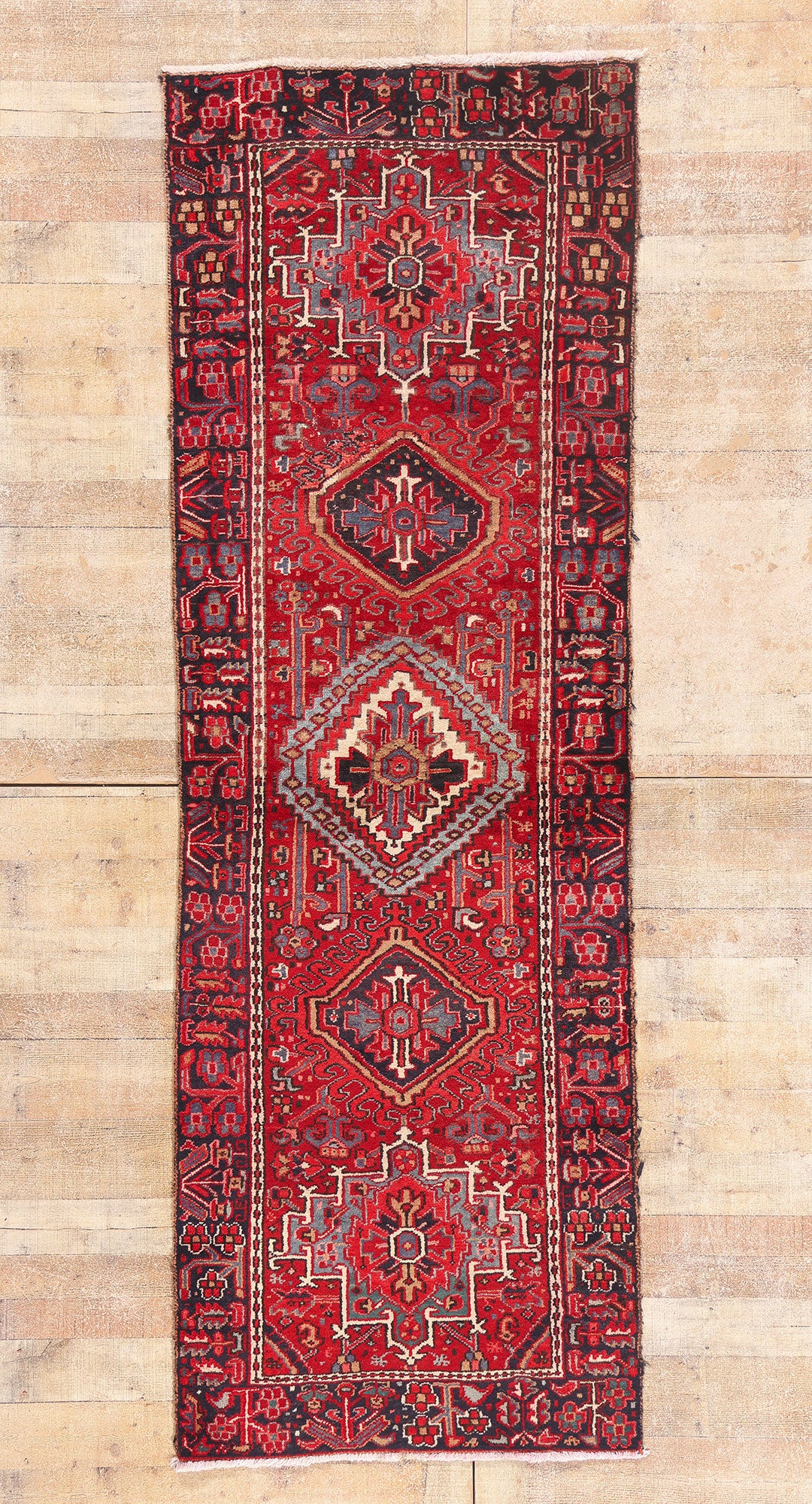 3 x 9 - Red Antique Persian Heriz Rug - 79717