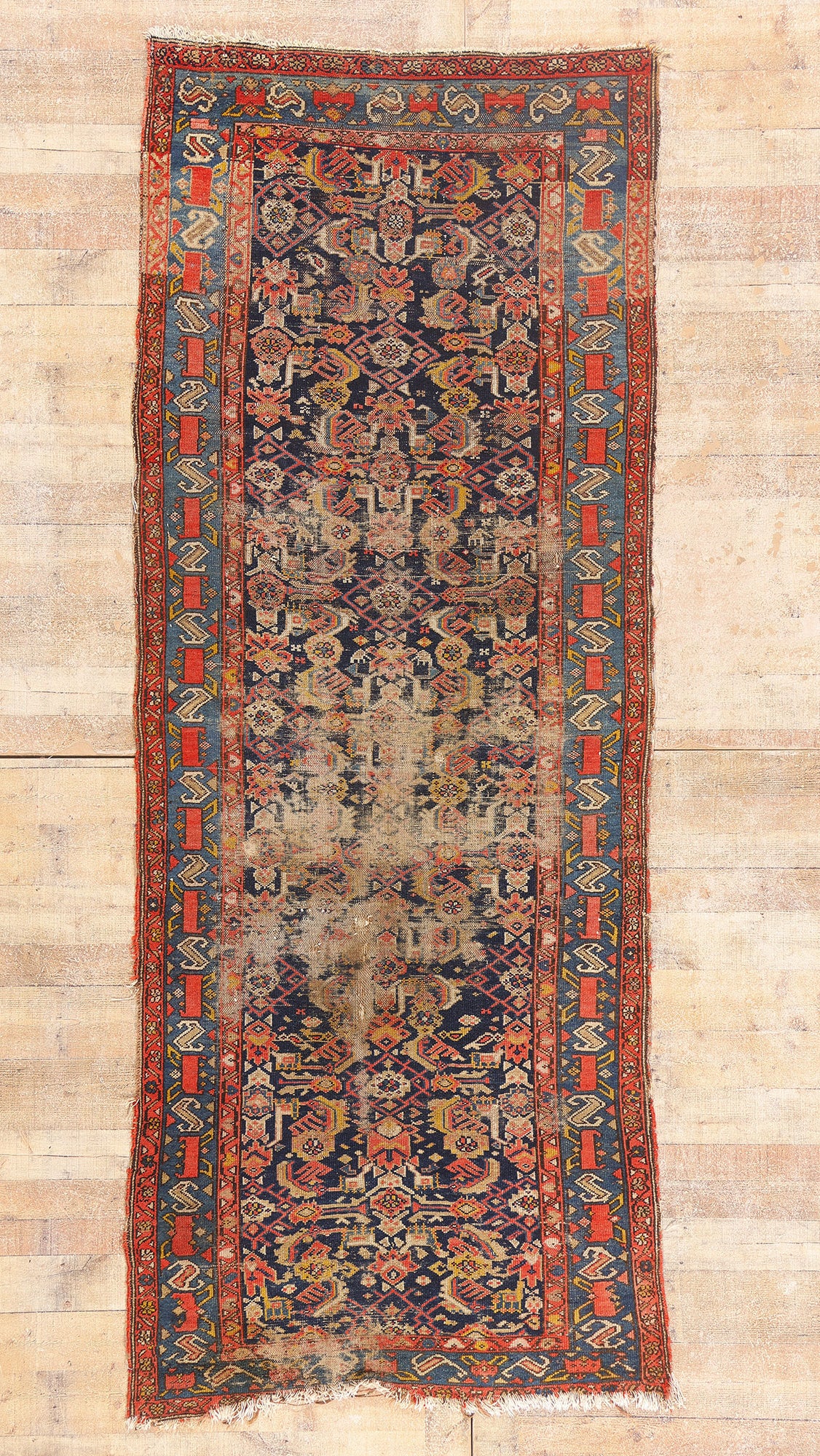 4 x 10 - Navy Blue Antique Persian Malayer Rug - 79720