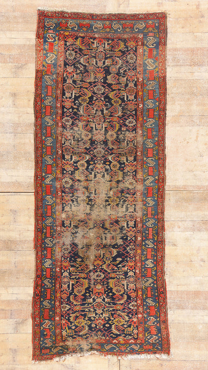 4 x 10 - Navy Blue Antique Persian Malayer Rug - 79720