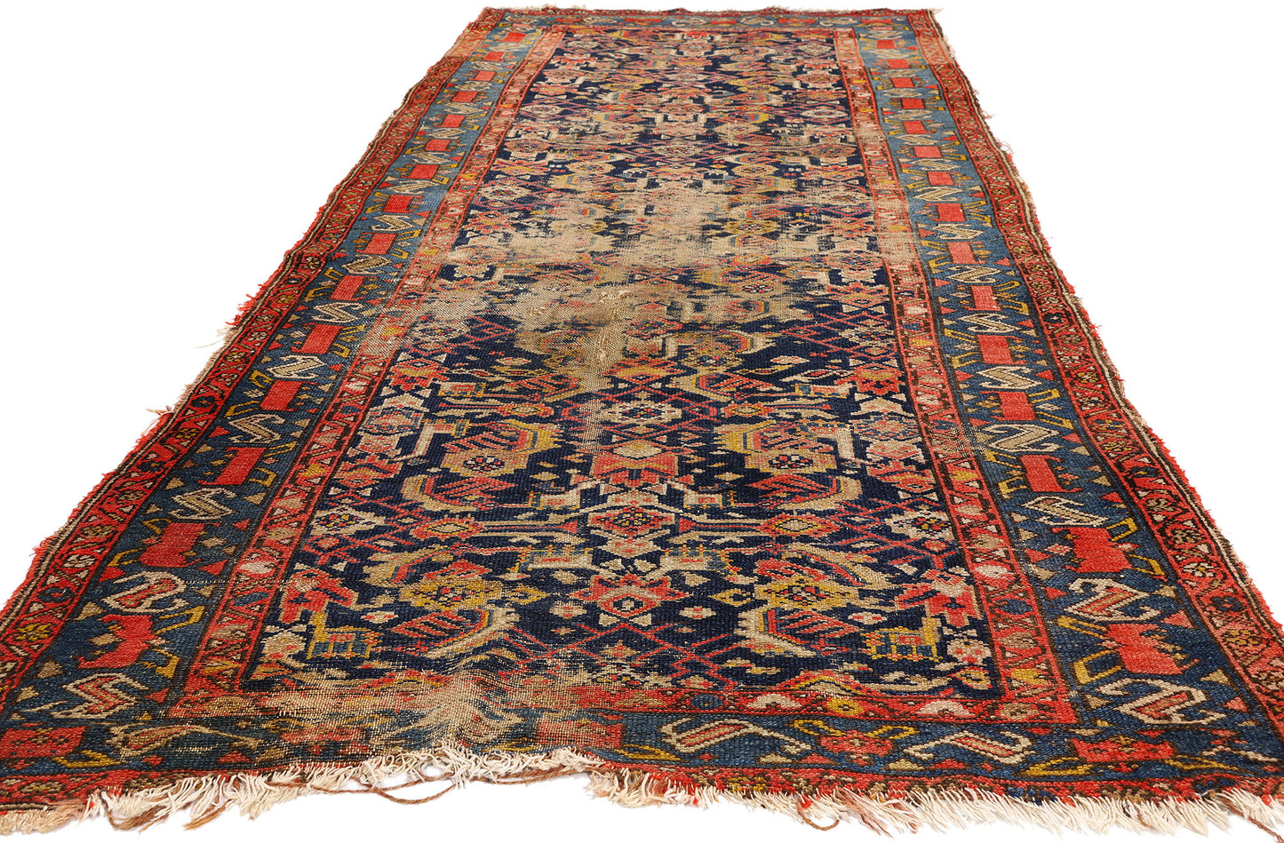4 x 10 - Navy Blue Antique Persian Malayer Rug - 79720