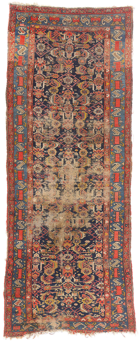4 x 10 - Navy Blue Antique Persian Malayer Rug - 79720