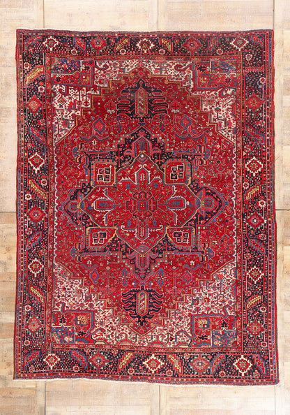 9 x 12 - Red Antique Persian Heriz Rug - 79722