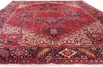 9 x 12 - Red Antique Persian Heriz Rug - 79722