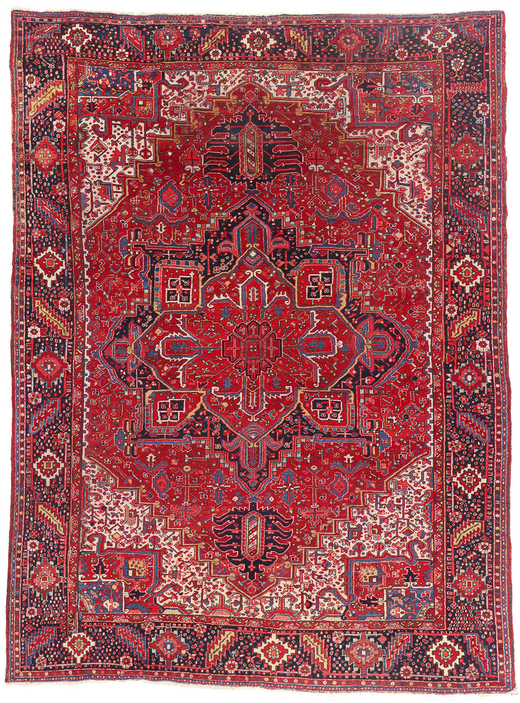 9 x 12 - Red Antique Persian Heriz Rug - 79722