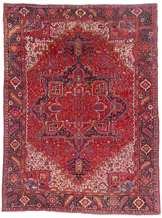 9 x 12 - Red Antique Persian Heriz Rug - 79722