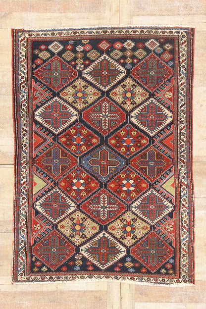 4 x 6 - Navy Blue Antique Persian Bakhtiari Rug - 79723