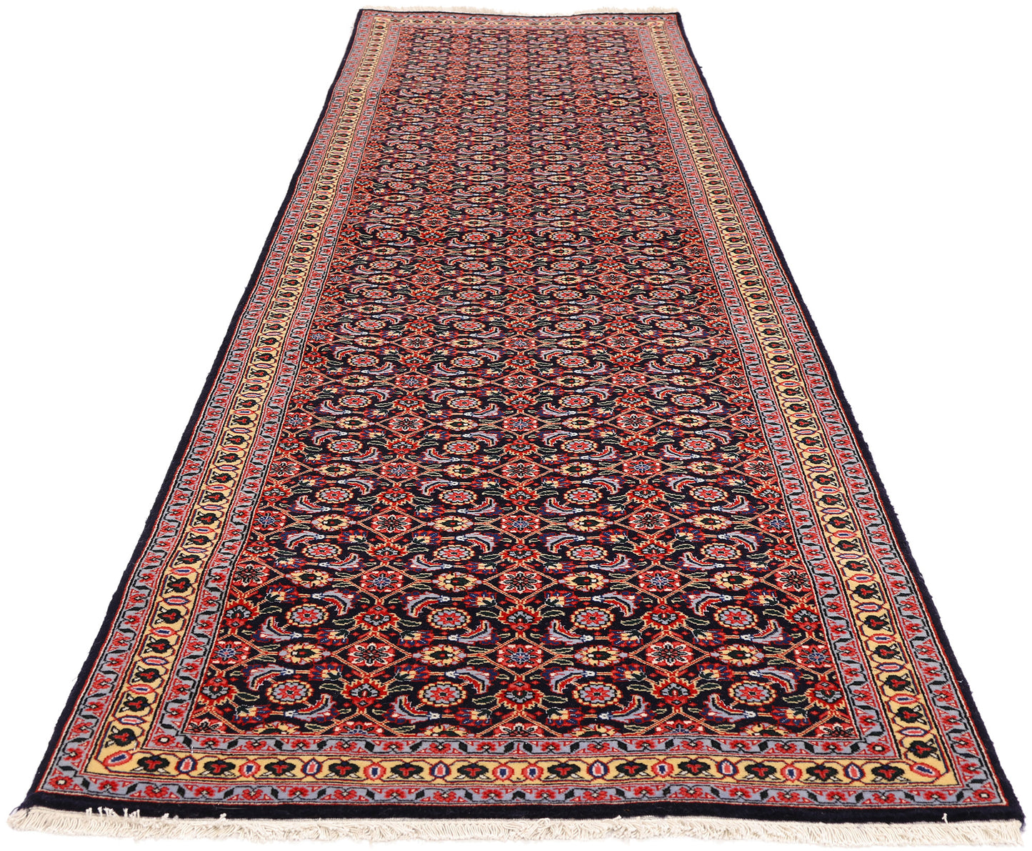 2 x 10 - Navy Blue Vintage Persian Tabriz Rug - 79725