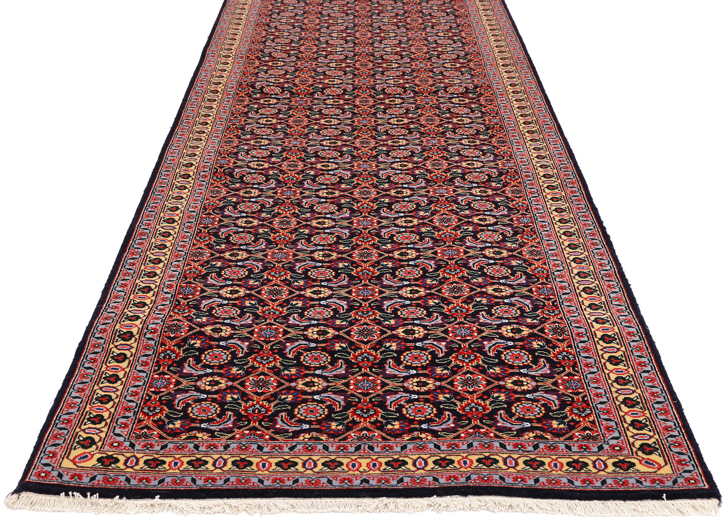 2 x 10 - Navy Blue Vintage Persian Tabriz Rug - 79725