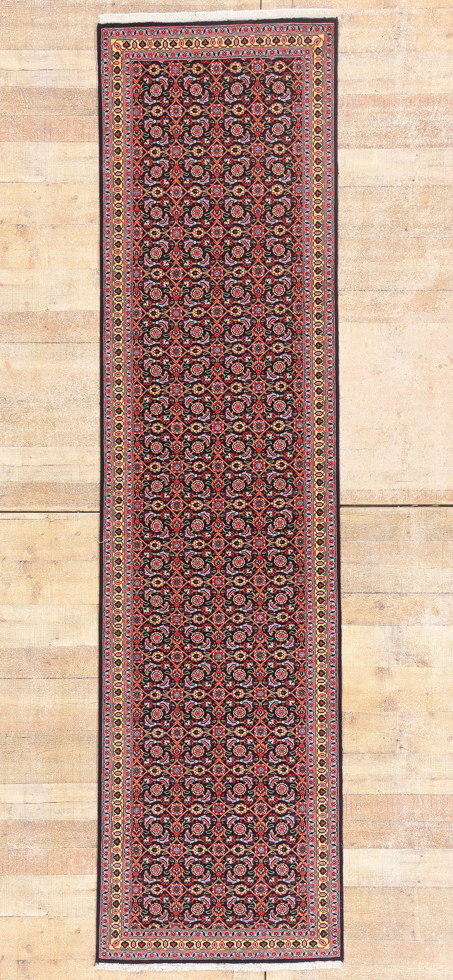 2 x 10 - Navy Blue Vintage Persian Tabriz Rug - 79725