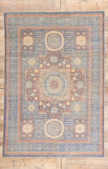 6 x 9 - Blue Vintage Afghani Khotan Rug - 79726