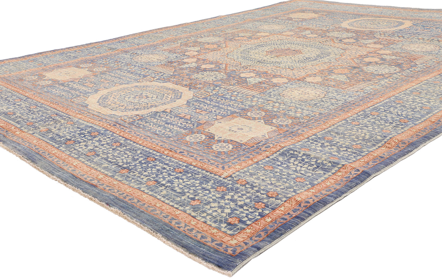 6 x 9 - Blue Vintage Afghani Khotan Rug - 79726