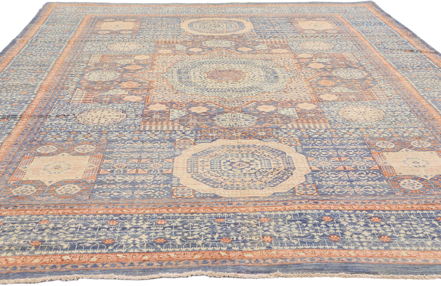 6 x 9 - Blue Vintage Afghani Khotan Rug - 79726