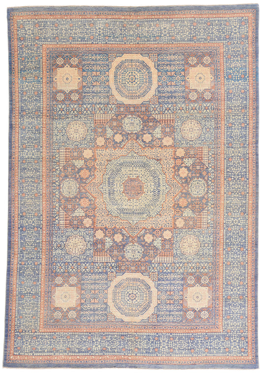 6 x 9 - Blue Vintage Afghani Khotan Rug - 79726