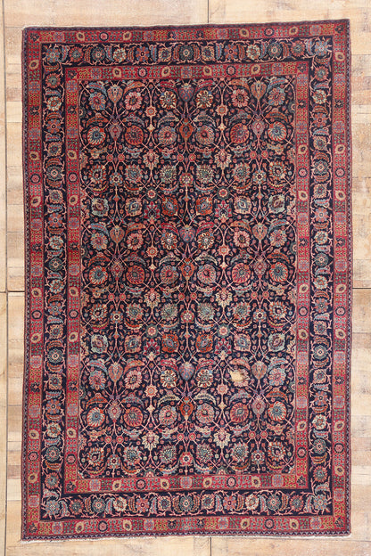 7 x 10 - Navy Blue Antique Persian Tabriz Rug - 79727