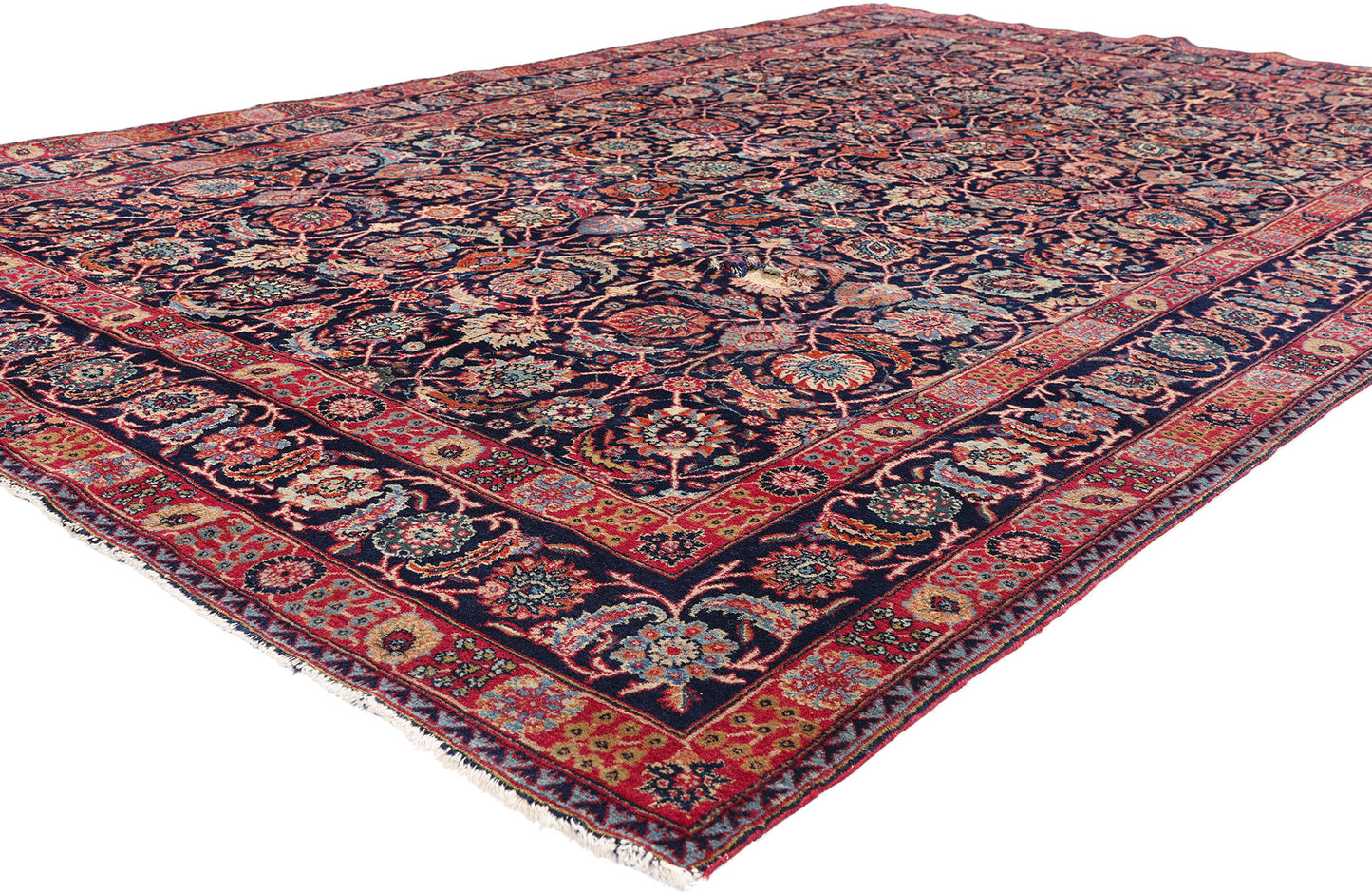 7 x 10 - Navy Blue Antique Persian Tabriz Rug - 79727