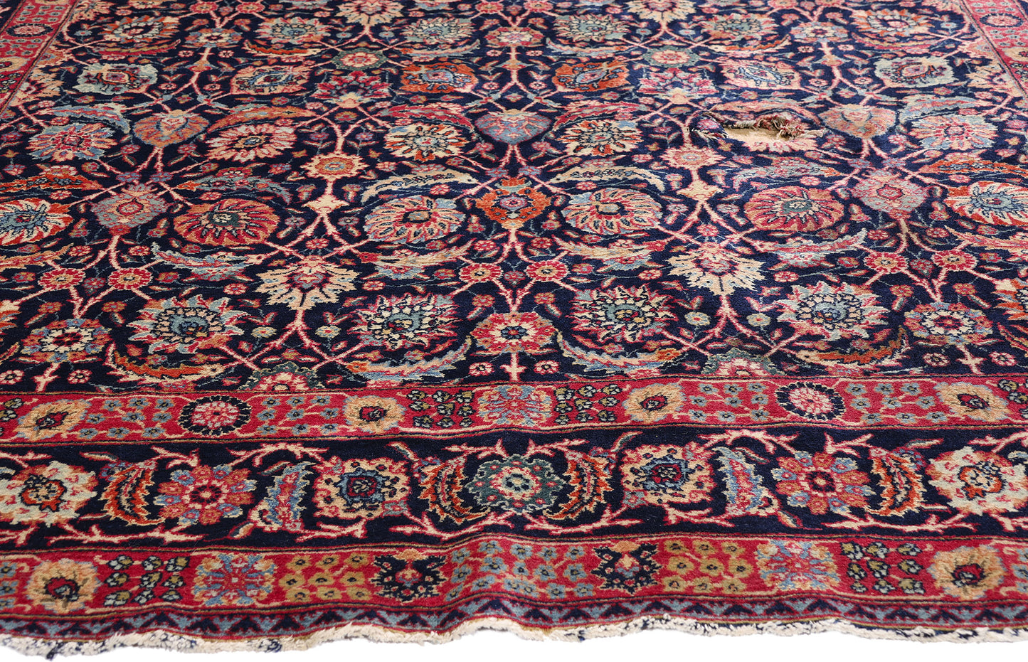 7 x 10 - Navy Blue Antique Persian Tabriz Rug - 79727