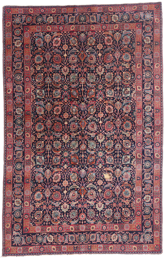 7 x 10 - Navy Blue Antique Persian Tabriz Rug - 79727