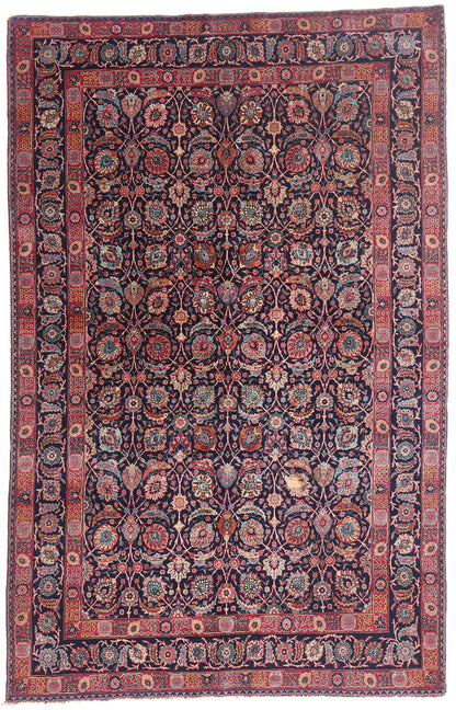 7 x 10 - Navy Blue Antique Persian Tabriz Rug - 79727