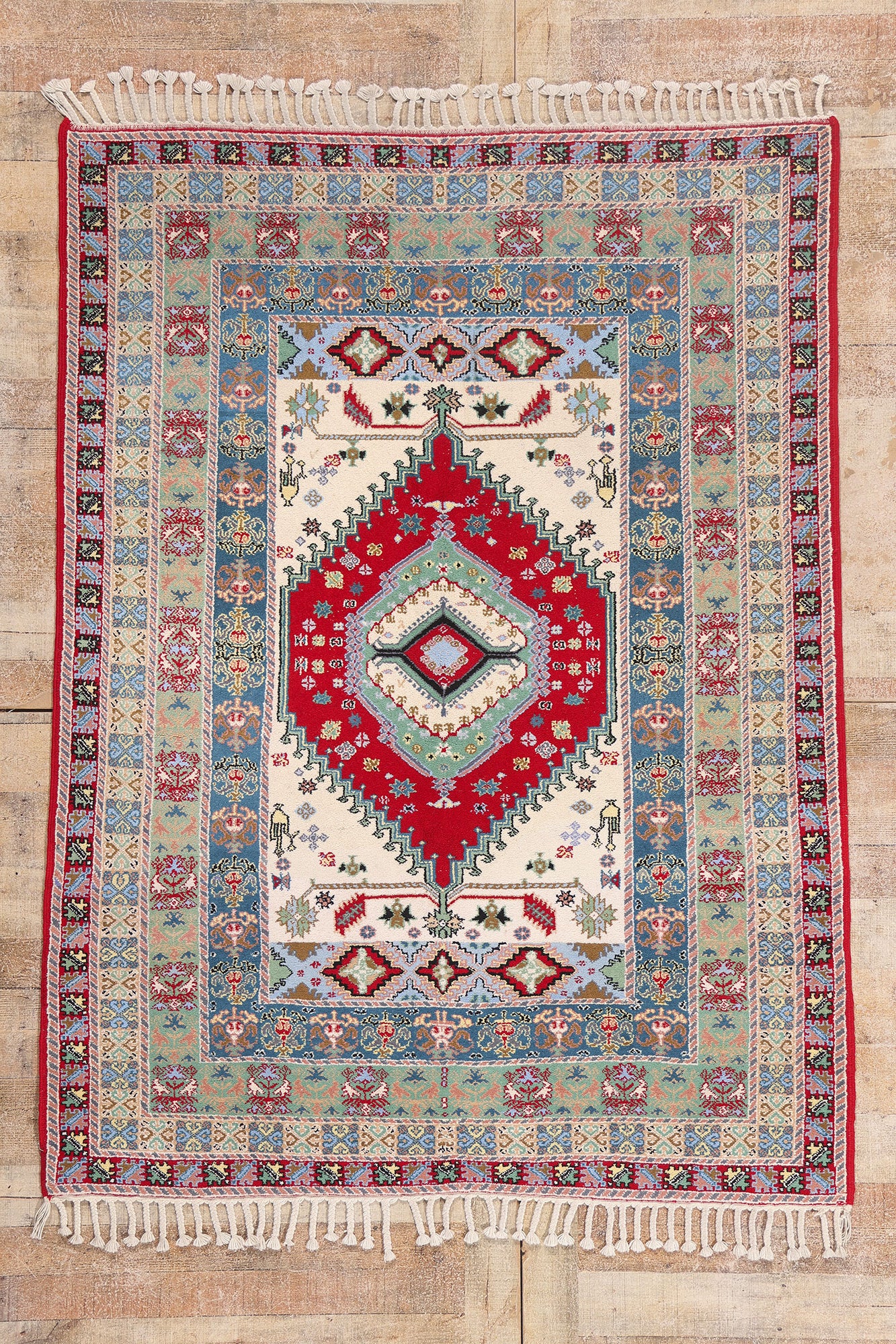 5 x 7 - Ivory Vintage Rabat Moroccan Rug - 79729