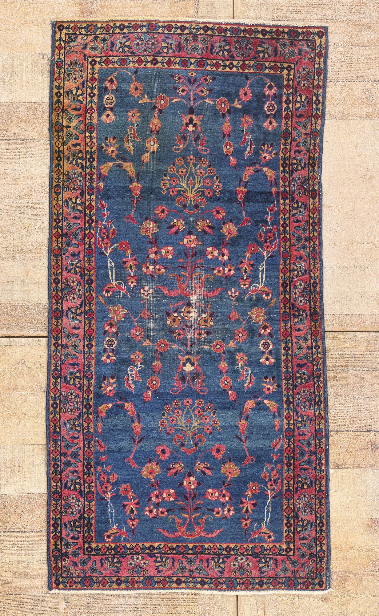 3 x 5 - Blue Vintage Persian Kerman Rug - 79730