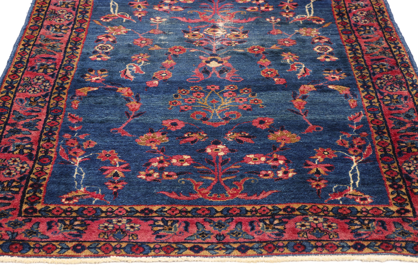 3 x 5 - Blue Vintage Persian Kerman Rug - 79730