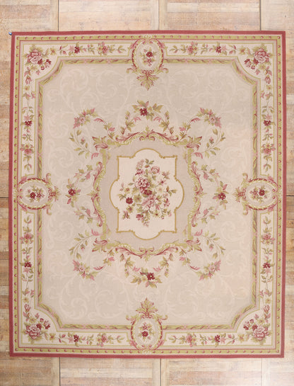 11 x 14 - Beige Vintage Indian Hooked Rug - 79732
