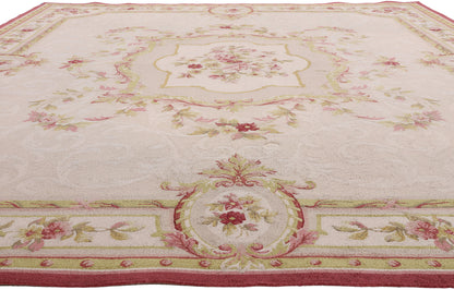 11 x 14 - Beige Vintage Indian Hooked Rug - 79732