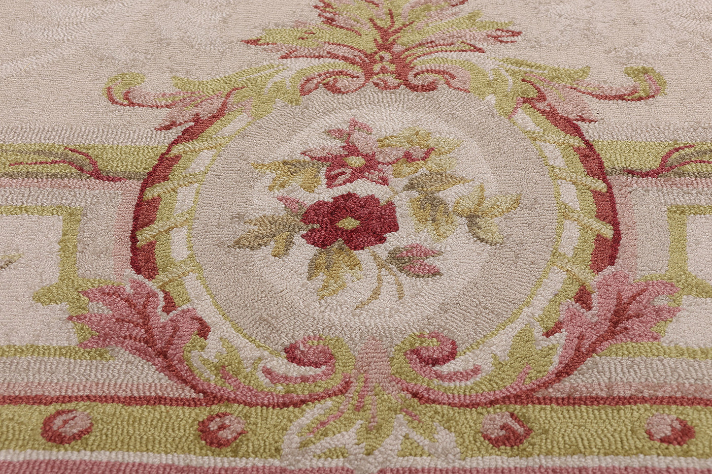 11 x 14 - Beige Vintage Indian Hooked Rug - 79732