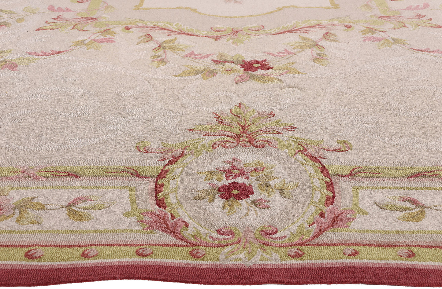 11 x 14 - Beige Vintage Indian Hooked Rug - 79732