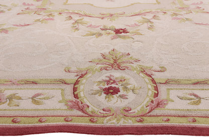 11 x 14 - Beige Vintage Indian Hooked Rug - 79732