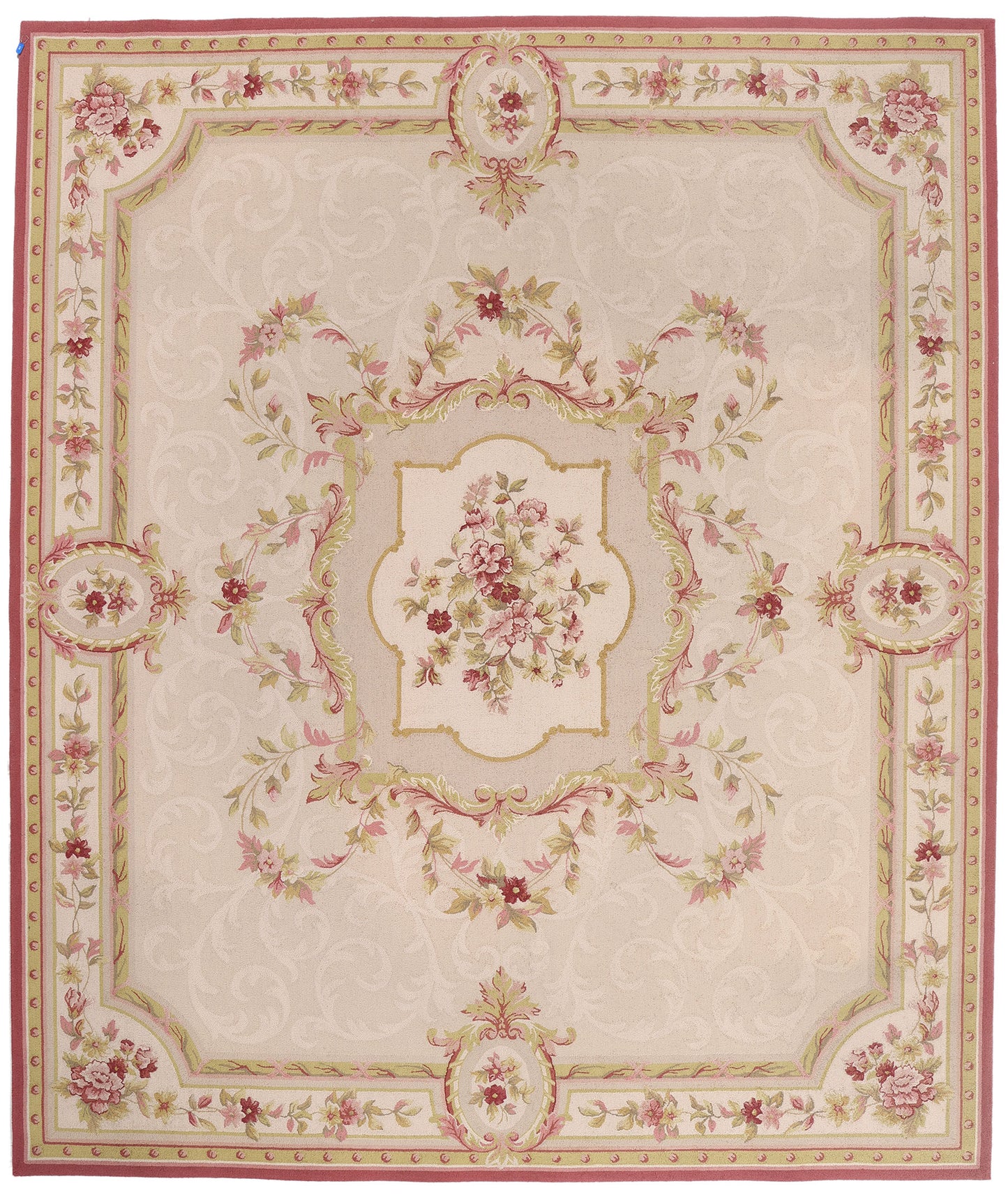 11 x 14 - Beige Vintage Indian Hooked Rug - 79732