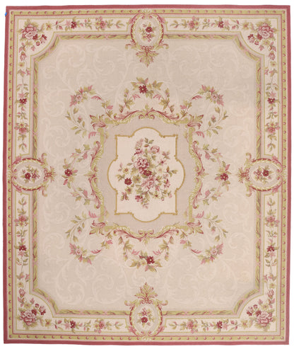 11 x 14 - Beige Vintage Indian Hooked Rug - 79732