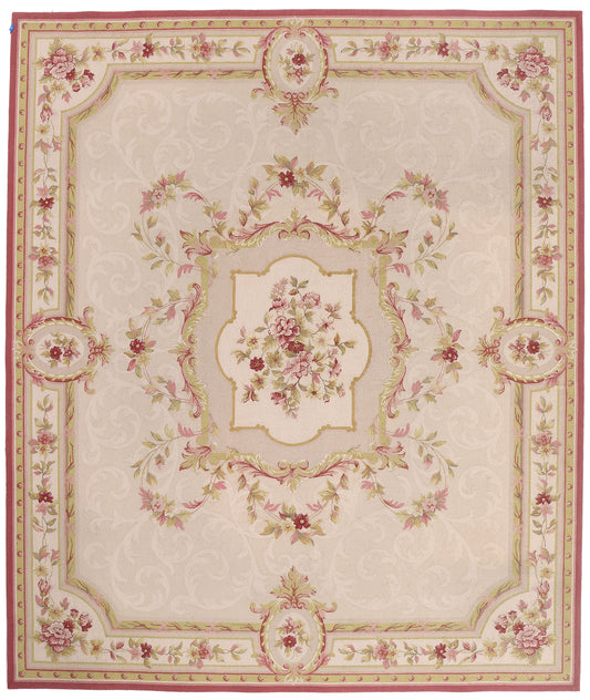11 x 14 - Beige Vintage Indian Hooked Rug - 79732