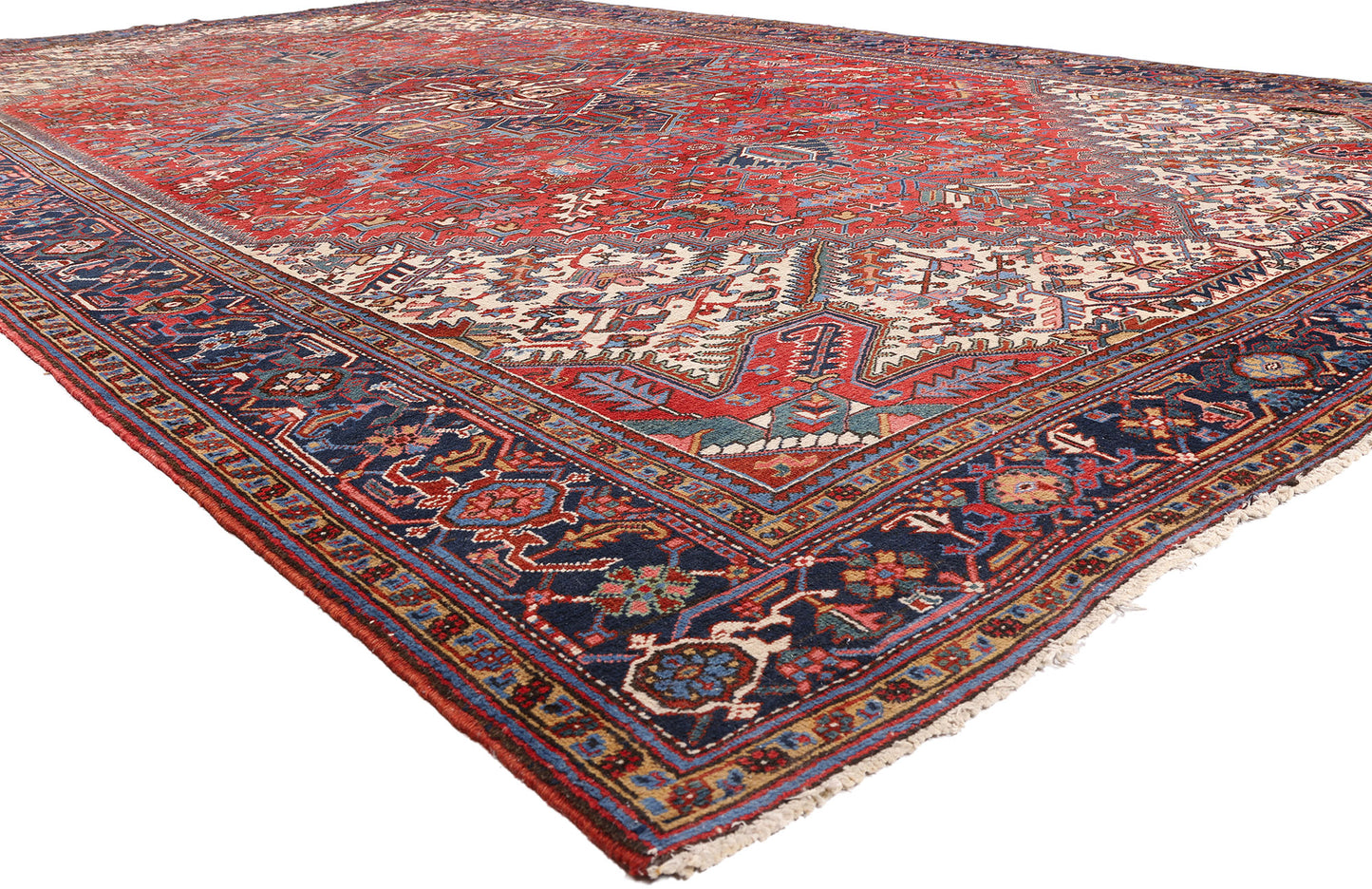 11 x 19 - Red Antique Persian Heriz Rug - 79733