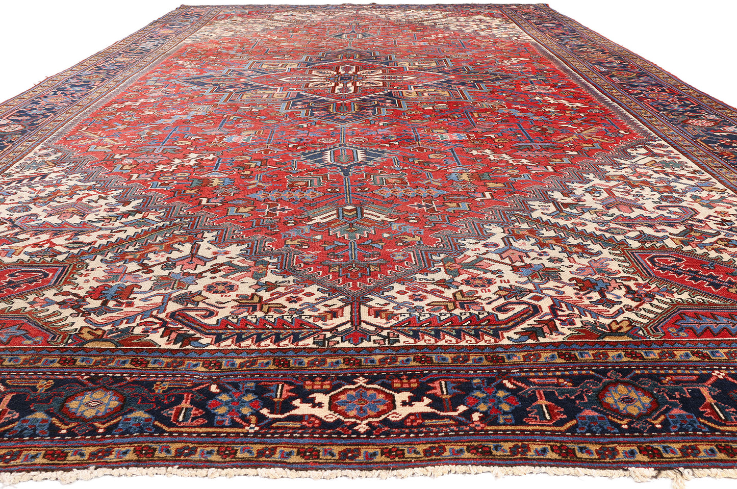 11 x 19 - Red Antique Persian Heriz Rug - 79733
