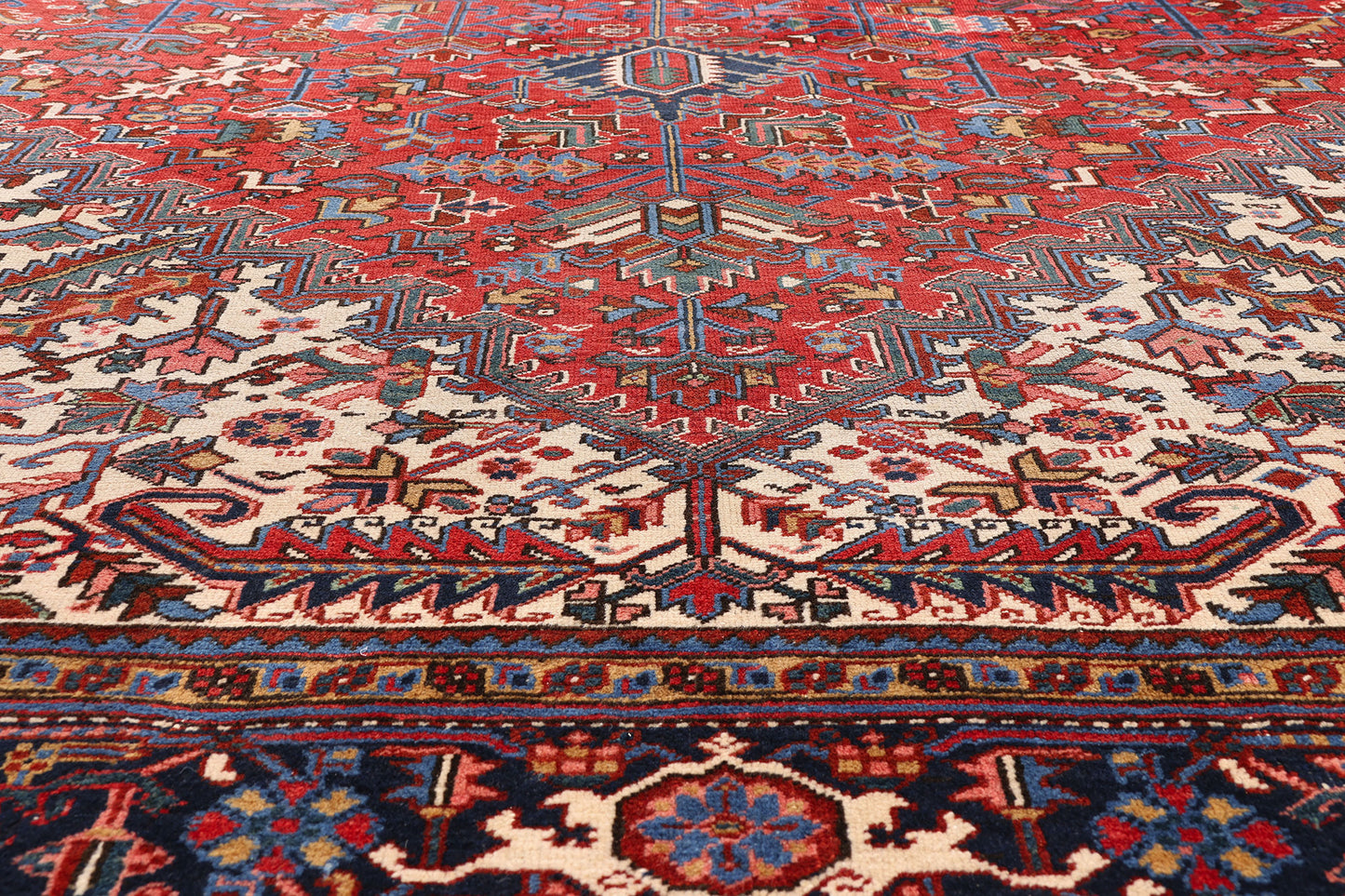 11 x 19 - Red Antique Persian Heriz Rug - 79733