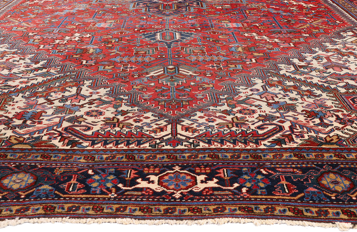 11 x 19 - Red Antique Persian Heriz Rug - 79733